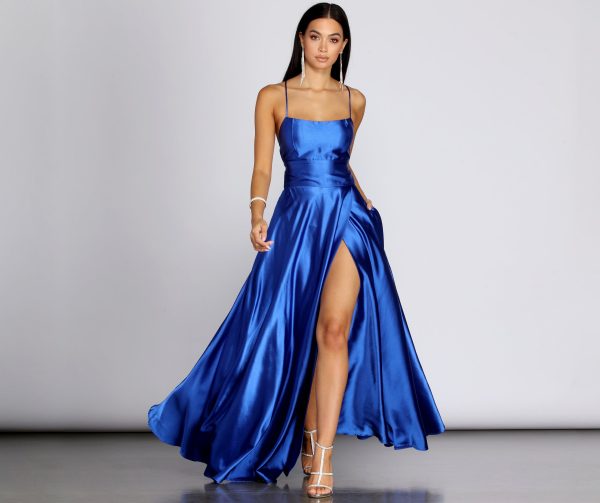 Anne Formal Lattice Satin Dress - Image 10
