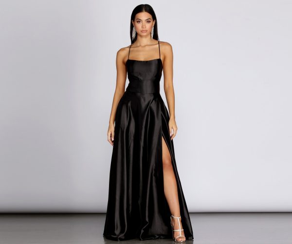 Anne Formal Lattice Satin Dress - Image 11