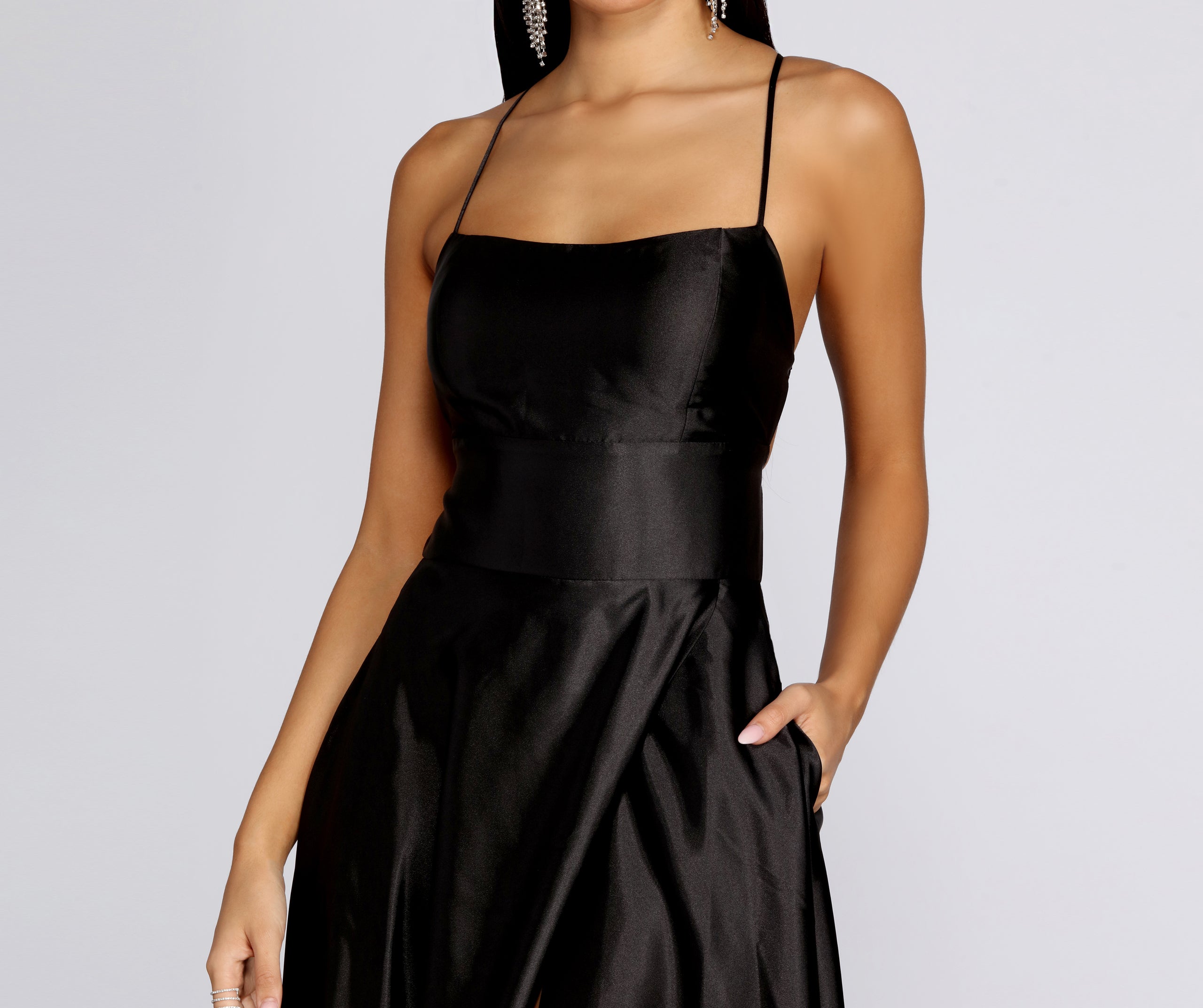 Anne Formal Lattice Satin Dress - Image 13