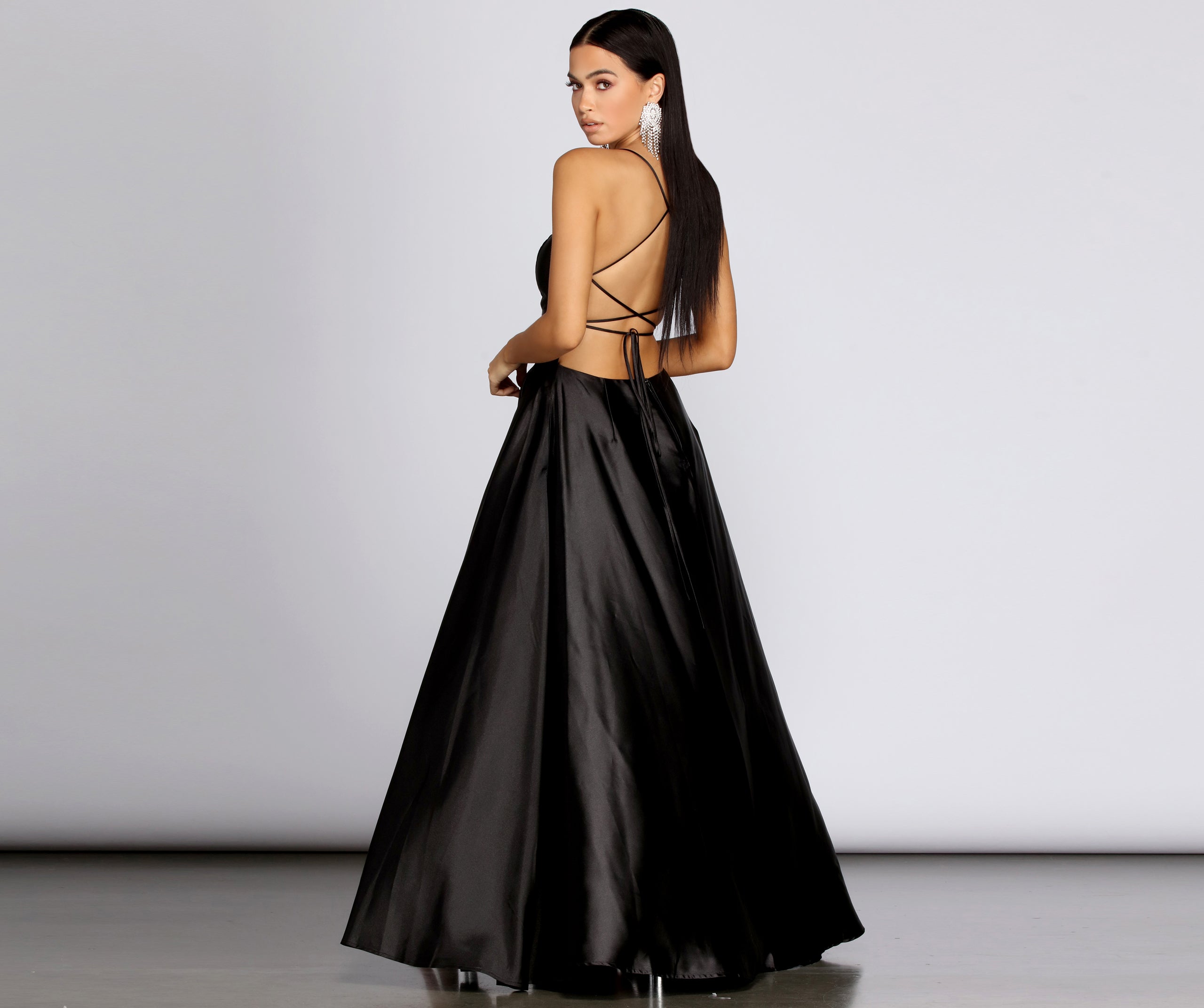 Anne Formal Lattice Satin Dress - Image 14