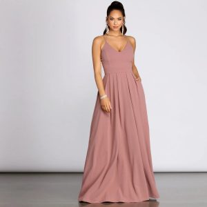 Marlowe Formal Long Pleated Dress