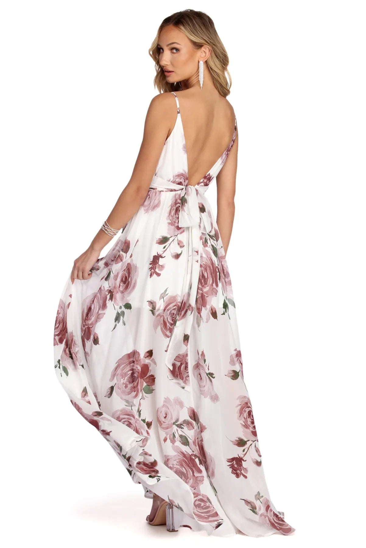 Zara Formal Rose Chiffon Dress - Image 7