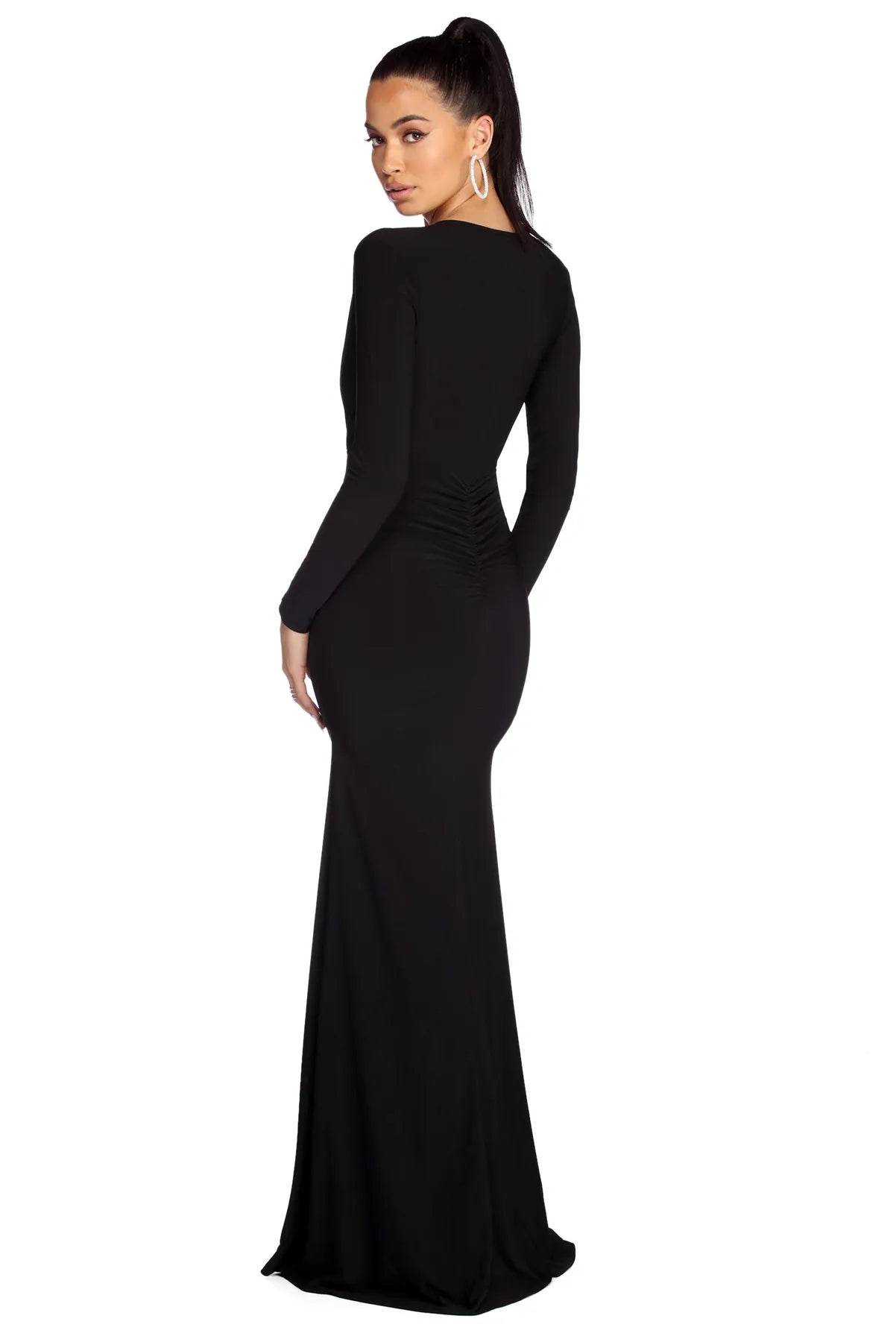 Denise Formal Plunging Ruched Dress - Image 3