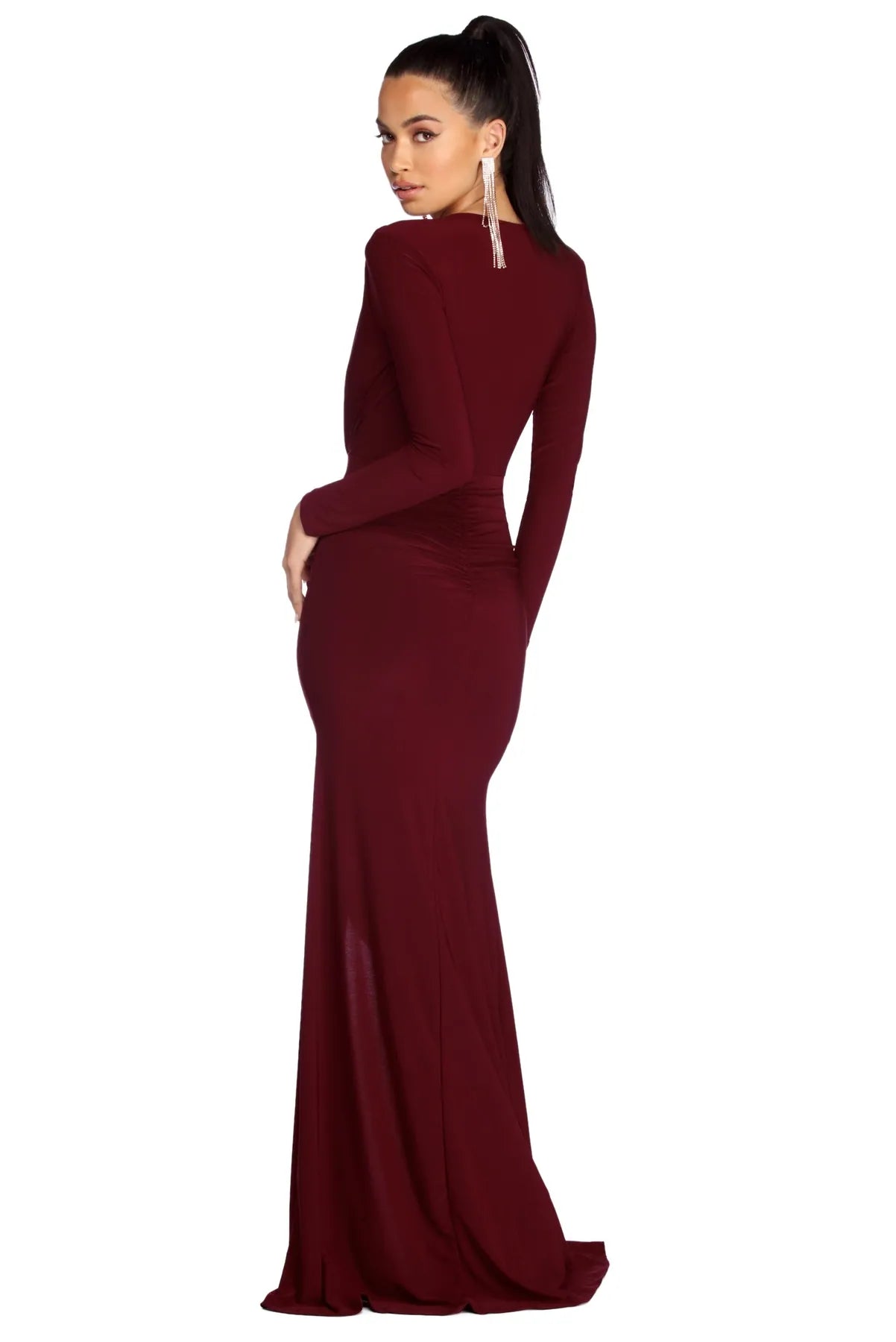 Denise Formal Plunging Ruched Dress - Image 8