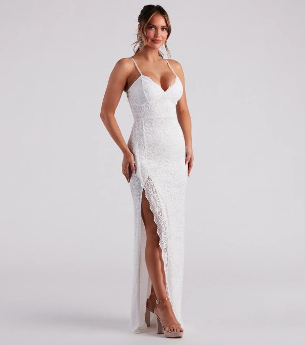 Jessica Formal Lace Slit Long Dress - Image 7