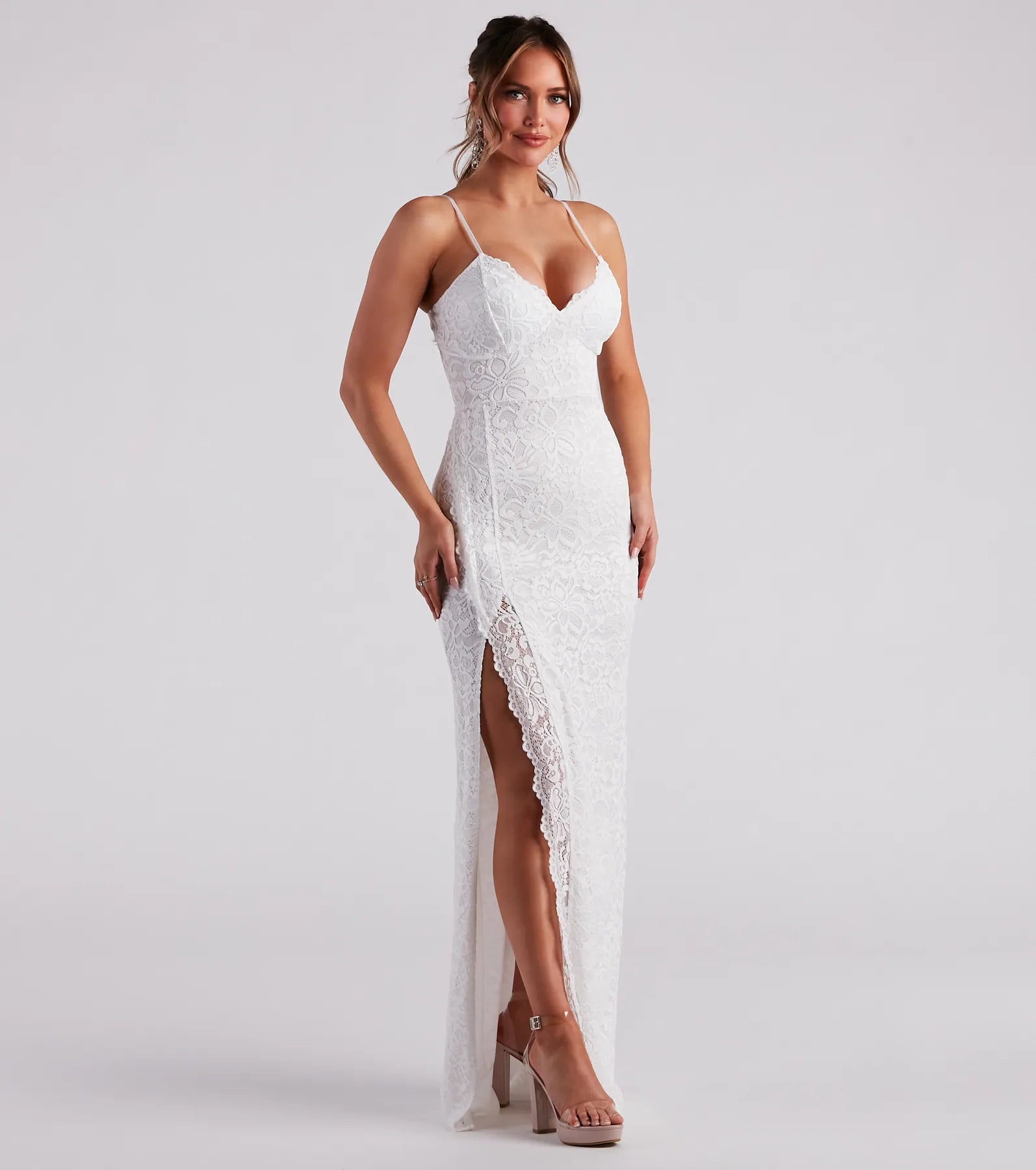 Jessica Formal Lace Slit Long Dress - Image 7