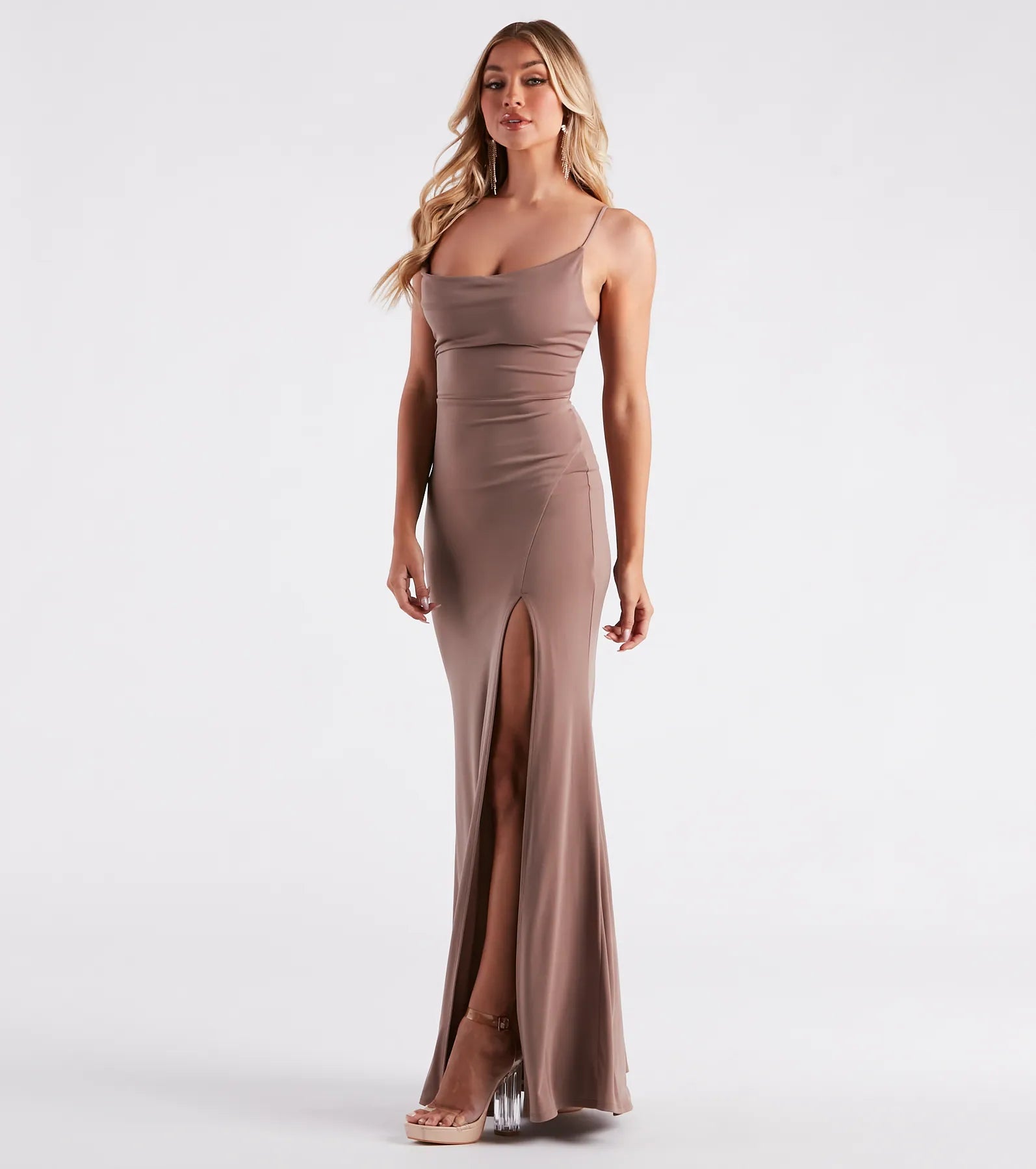Stacie Formal Cowl Neck Long Dress - Image 7
