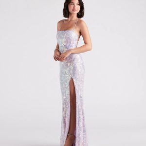 Edlyn Sequin Laceup Mermaid Formal Dress