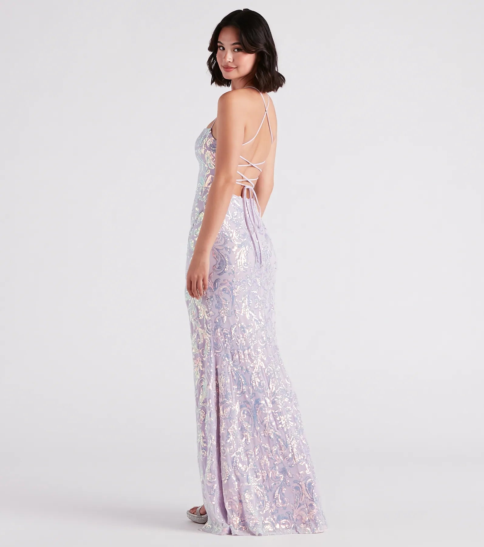Edlyn Sequin Laceup Mermaid Formal Dress - Image 2