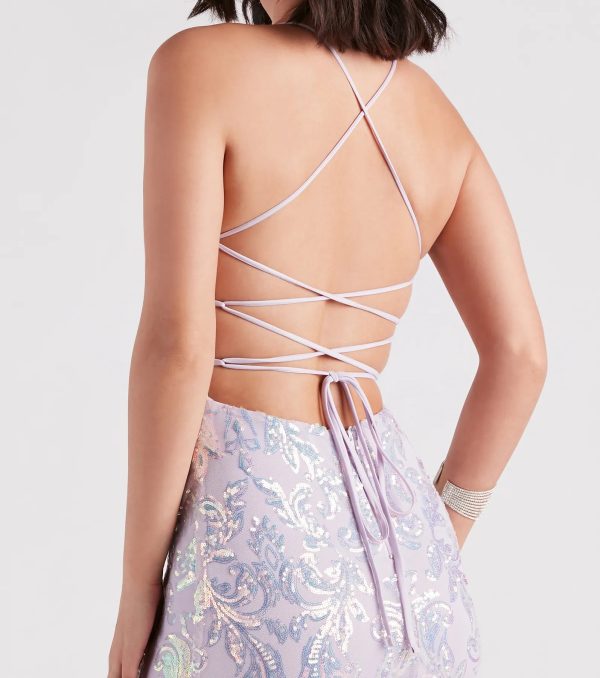 Edlyn Sequin Laceup Mermaid Formal Dress - Image 4