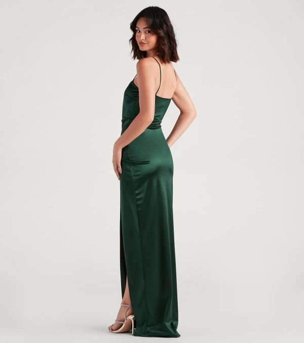 Mayra Formal Satin Slit Long Dress - Image 14