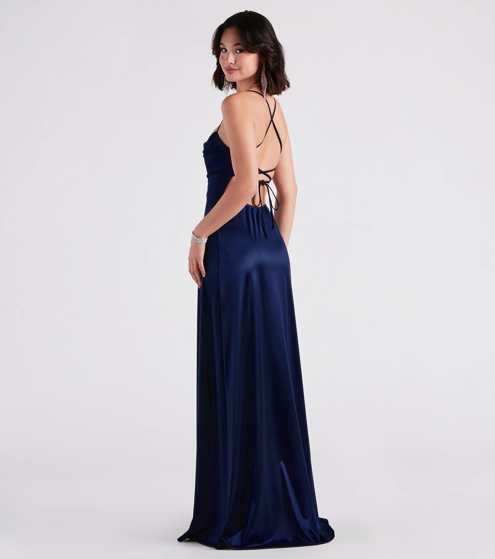 Sutton High Slit Satin Formal Dress - Image 2