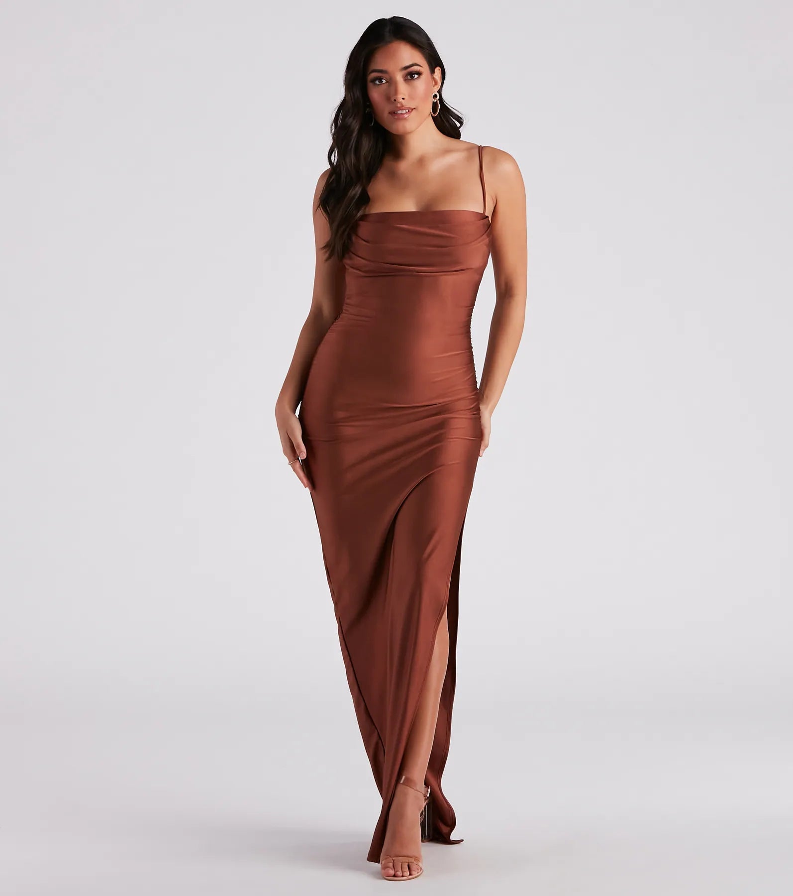 Ella Cowl Neck Satin Dress - Image 15