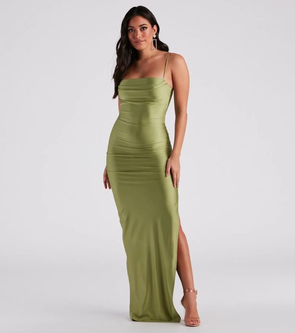 Ella Cowl Neck Satin Dress - Image 17