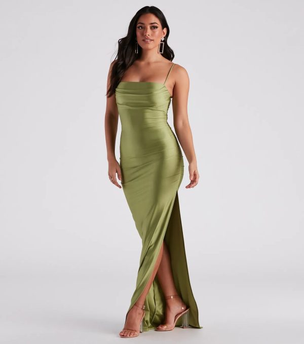 Ella Cowl Neck Satin Dress - Image 19