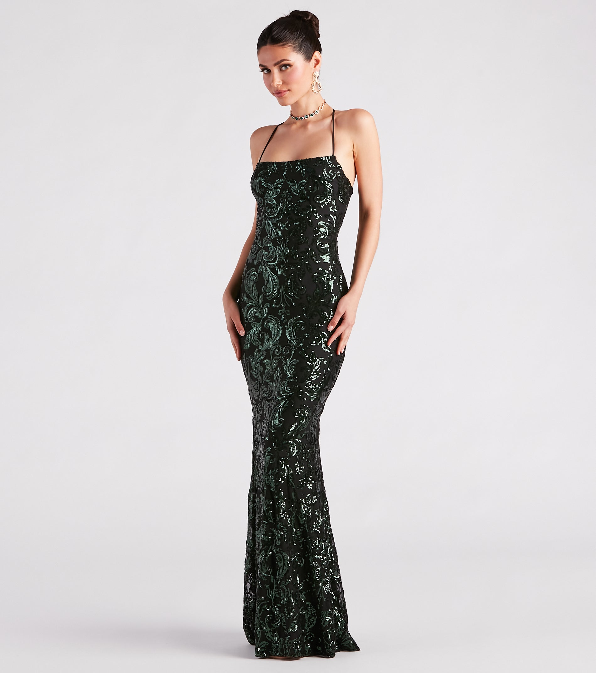 Lacie Formal Sequin Lace-Up Mermaid Dress - Image 3