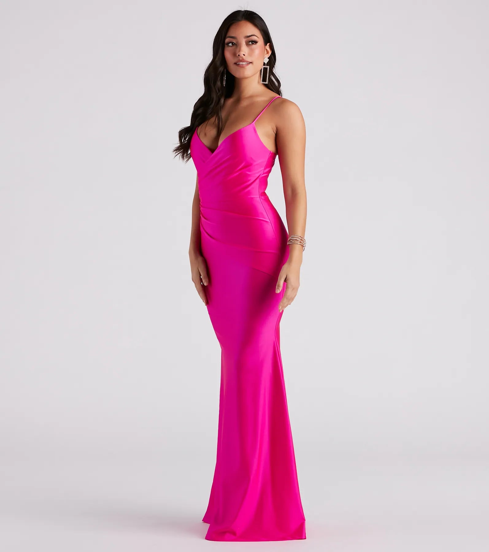 Keyla Satin Wrap A-Line Formal Dress - Image 3