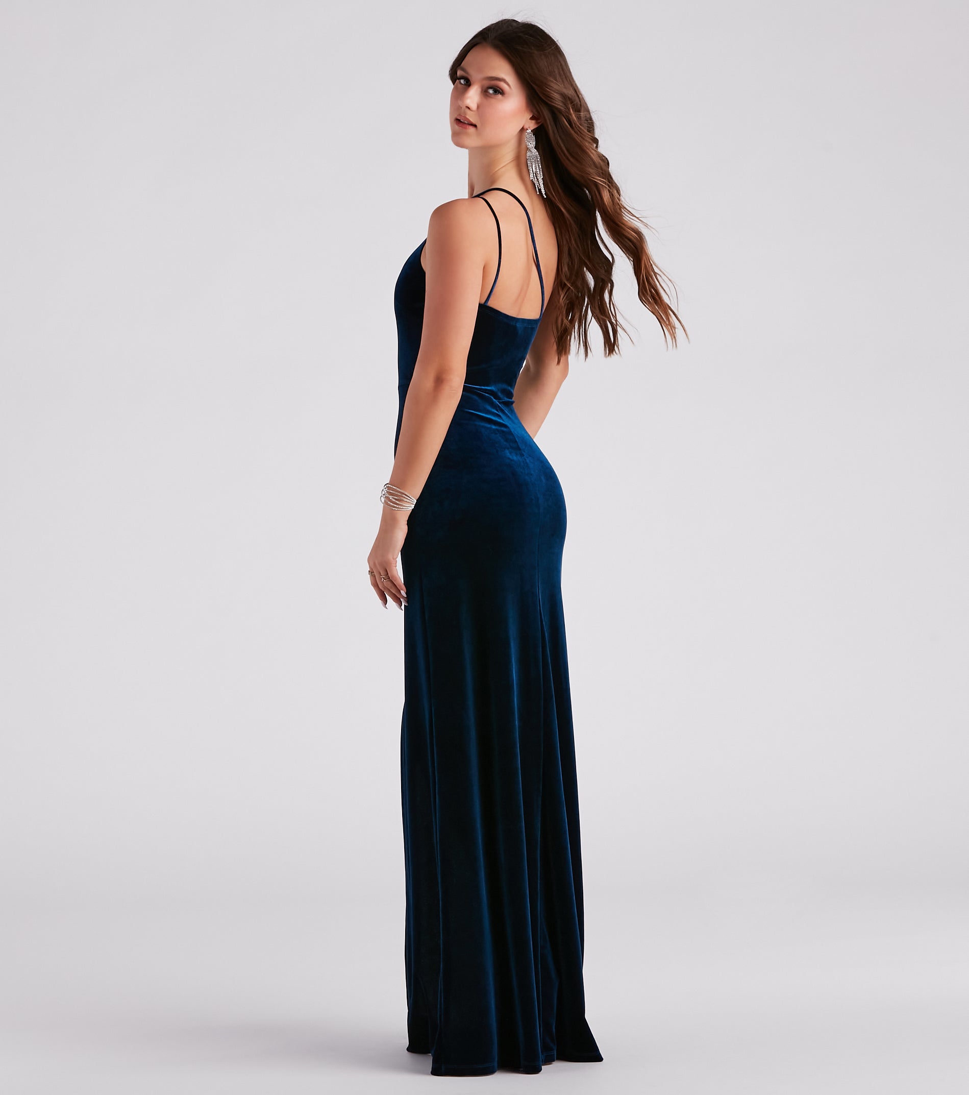 Maria Formal Velvet A-Line Long Dress - Image 2