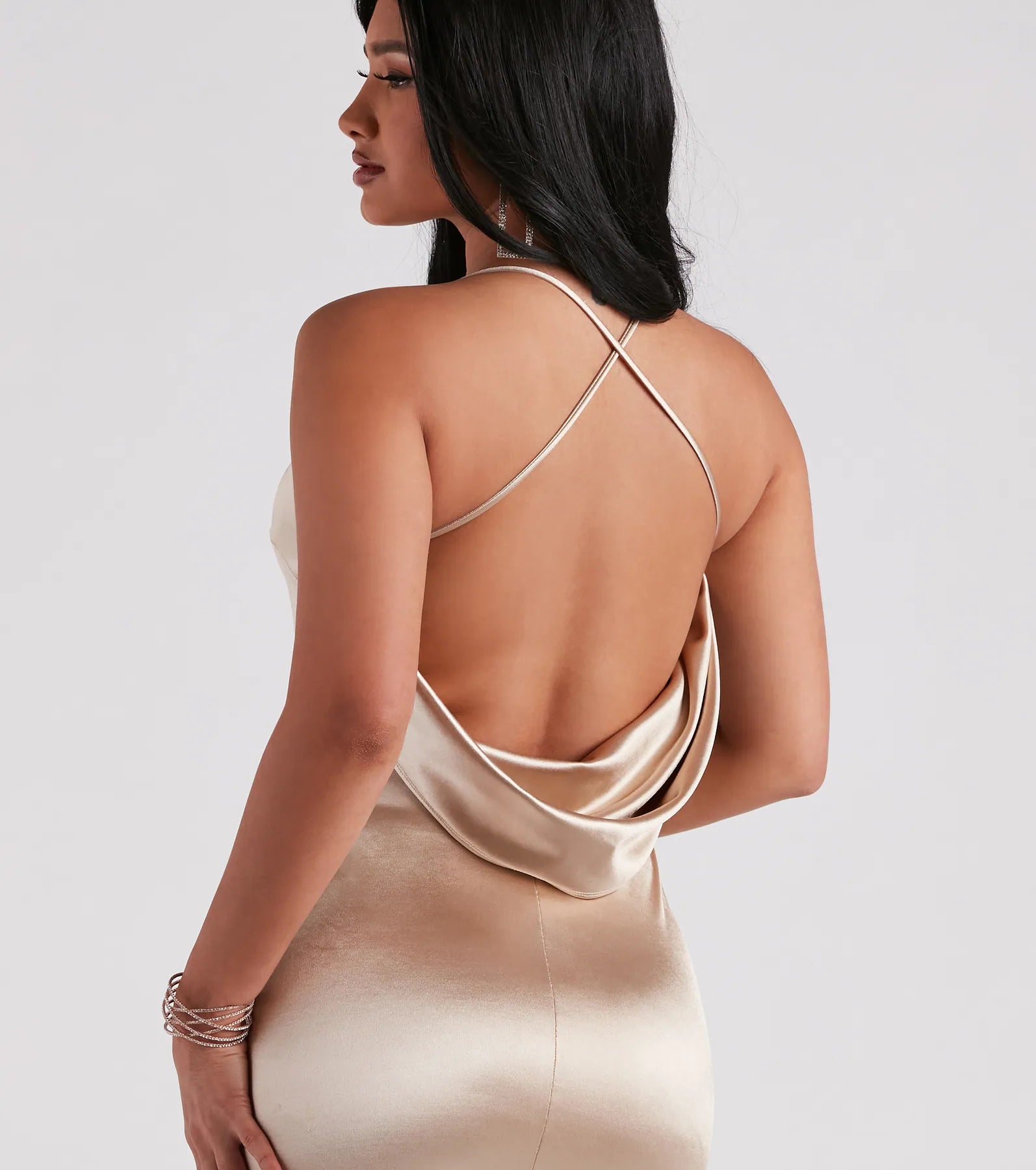 Ilya Satin Backless Mermaid Dress - Image 4