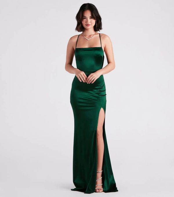 Ilya Satin Backless Mermaid Dress - Image 5