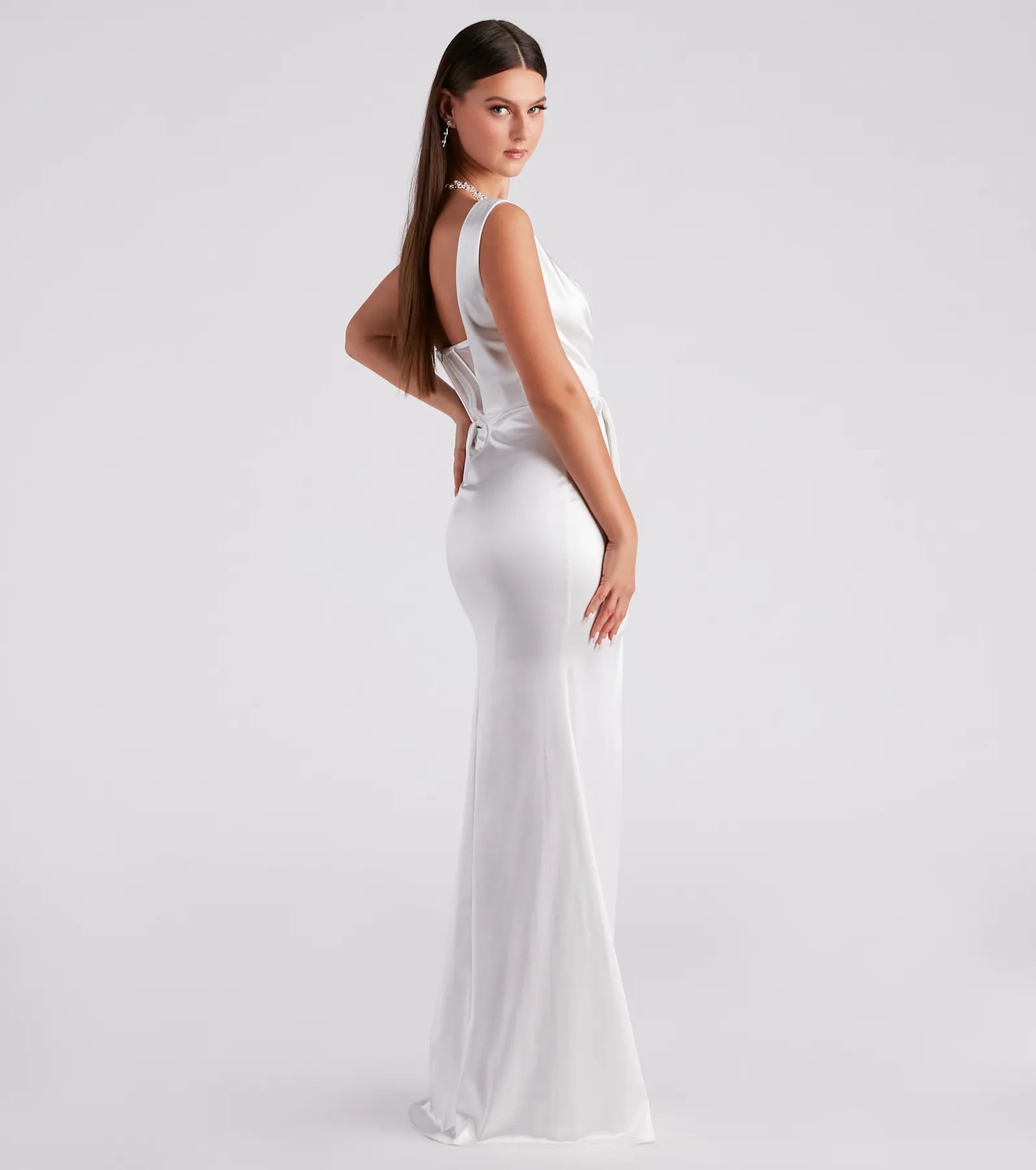 Lo Formal One-Shoulder Satin Corset Dress - Image 22