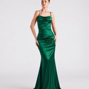 Marley Formal Satin Cowl Neck Mermaid Dress