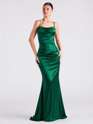 Marley Formal Satin Cowl Neck Mermaid Dress