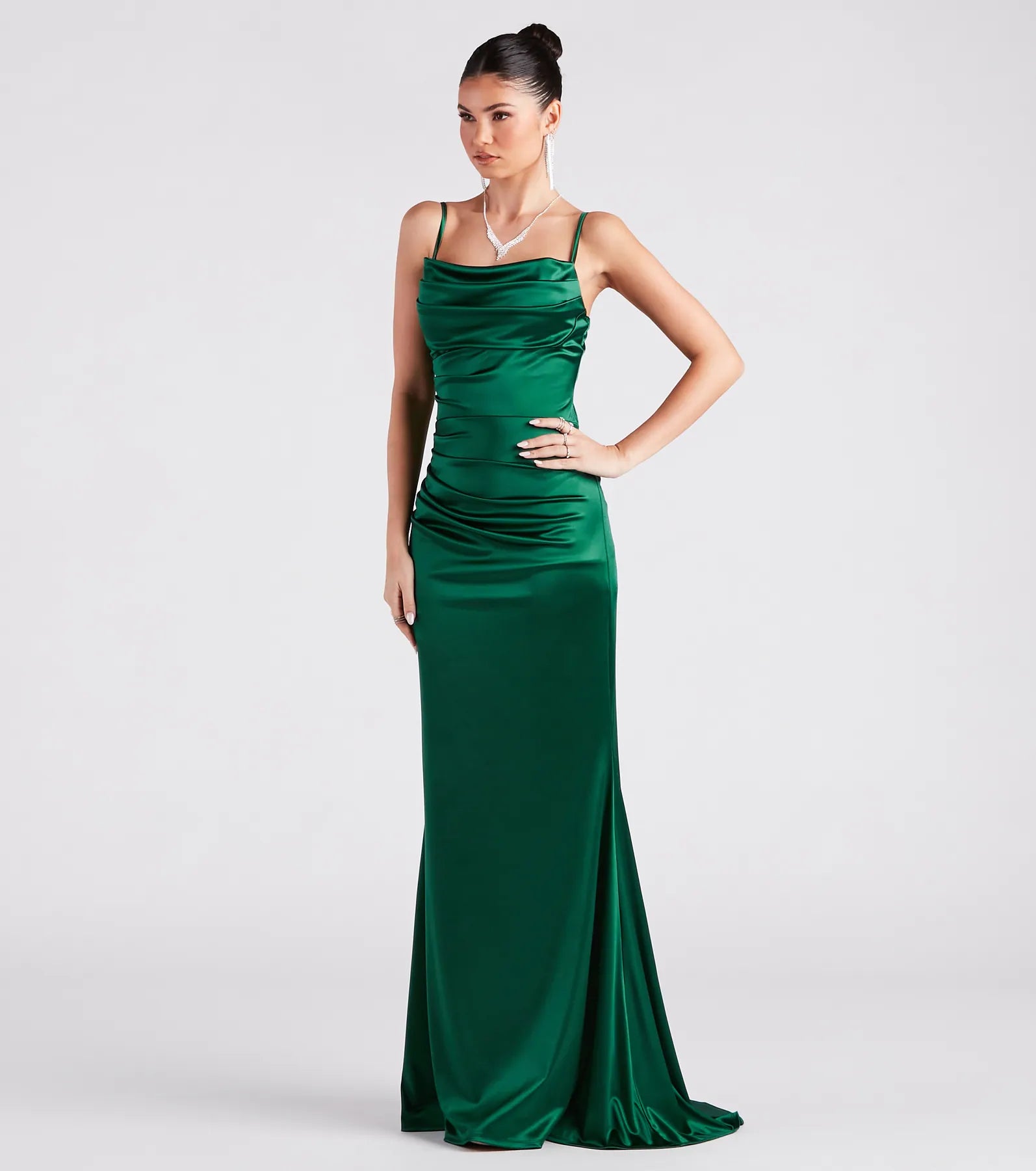 Marley Formal Satin Cowl Neck Mermaid Dress - Image 3