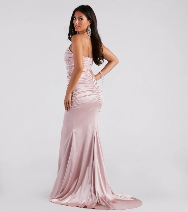Faith Formal Glitter Ruche Mermaid Dress - Image 2