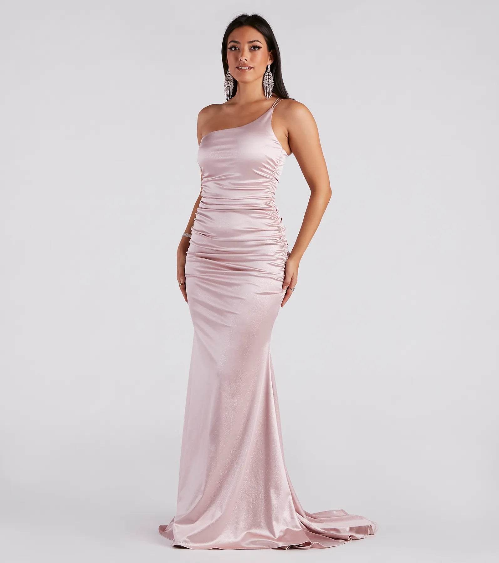 Faith Formal Glitter Ruche Mermaid Dress - Image 3