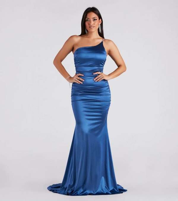Faith Formal Glitter Ruche Mermaid Dress - Image 5