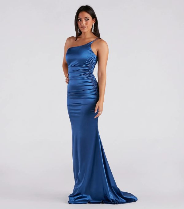 Faith Formal Glitter Ruche Mermaid Dress - Image 7