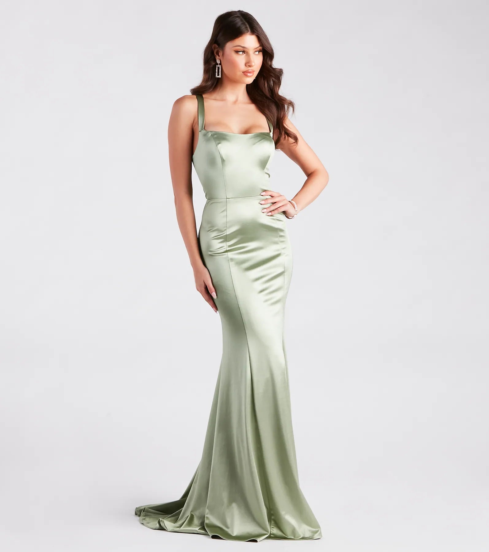 Cassie Formal Satin Lace-Up Mermaid Dress - Image 7