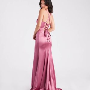 Cassie Formal Satin Lace-Up Mermaid Dress