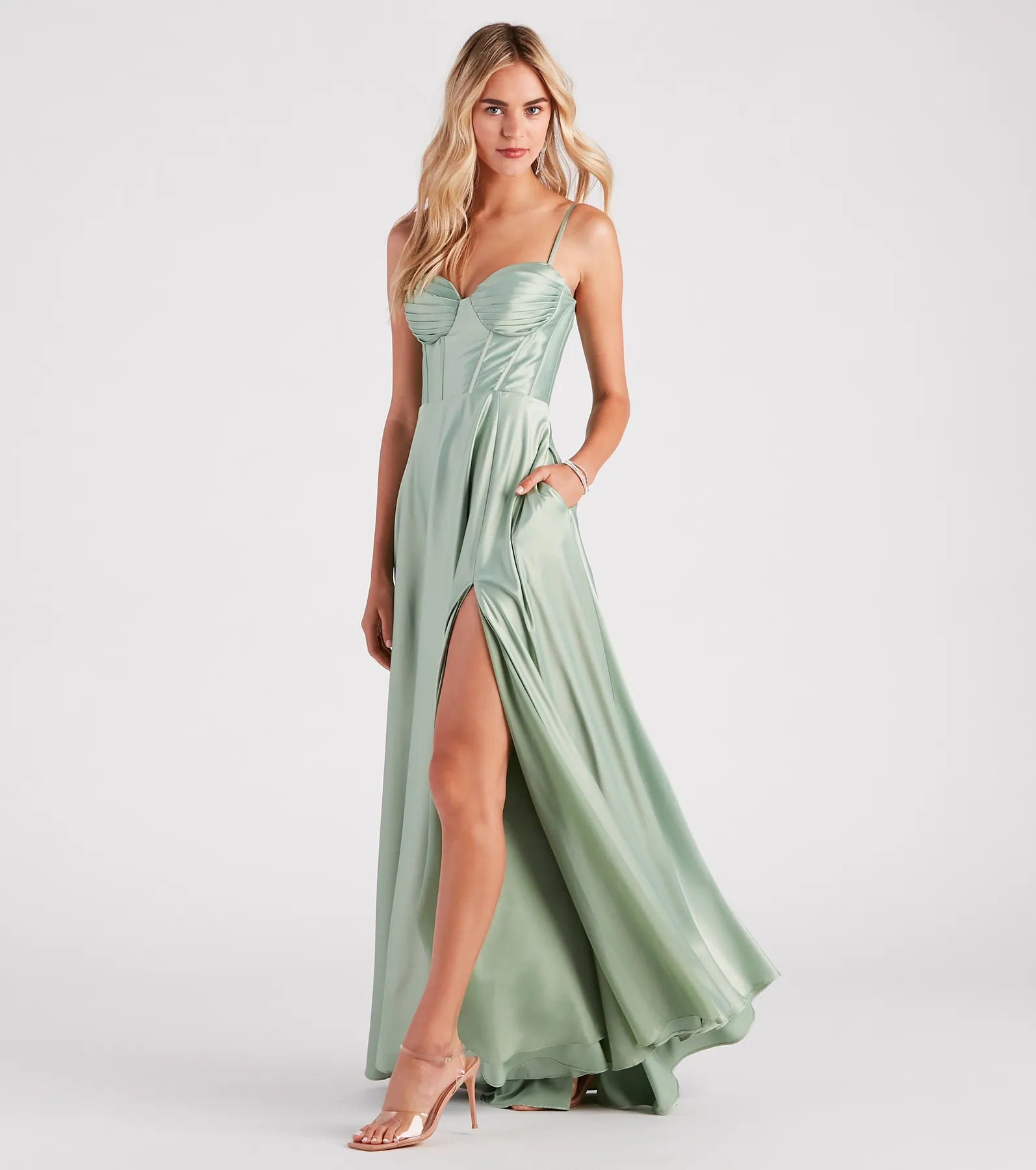 Lianne Satin Corset A-Line Formal Dress - Image 3