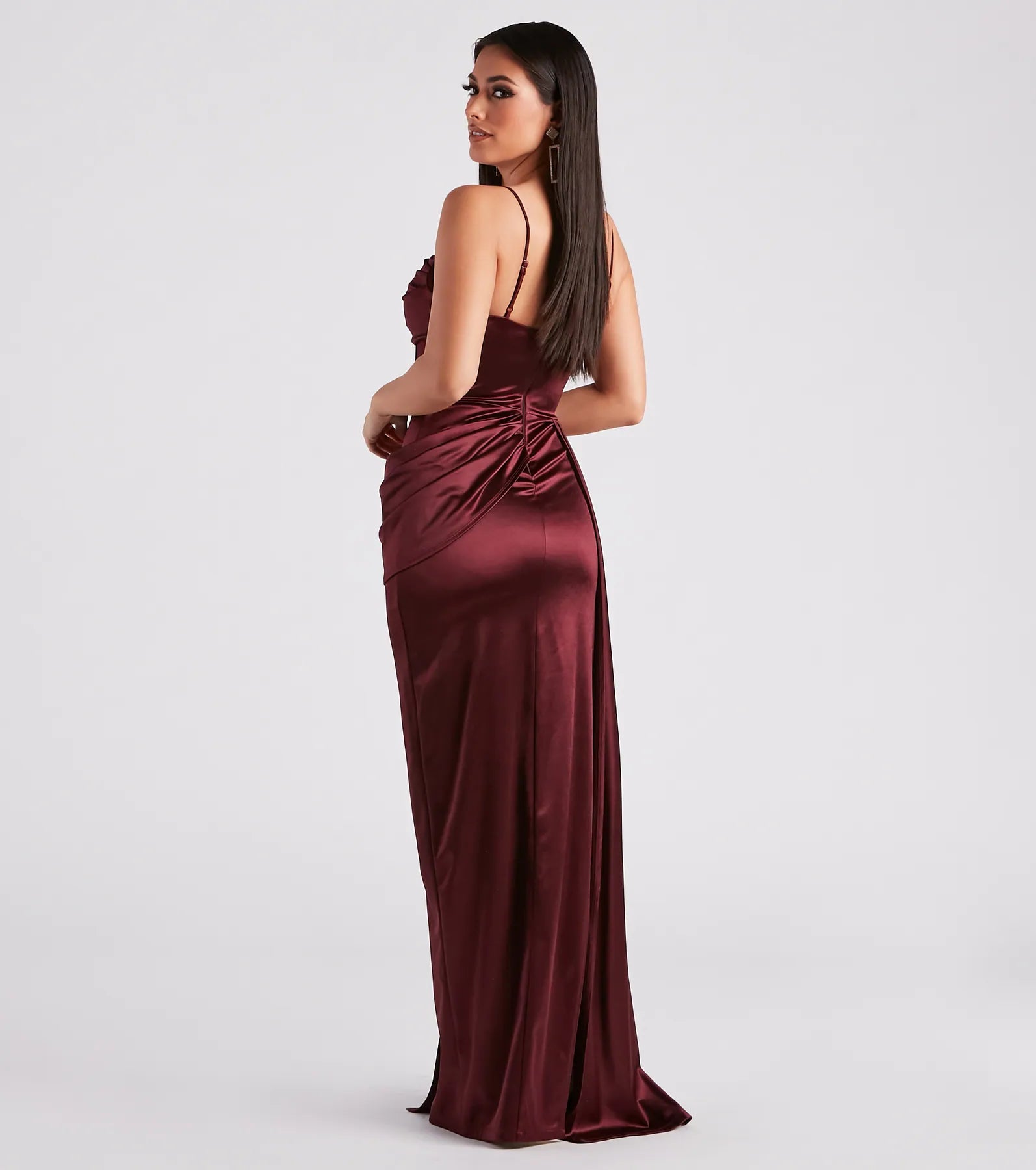 Nova Formal Satin Corset Side Sash Dress - Image 2