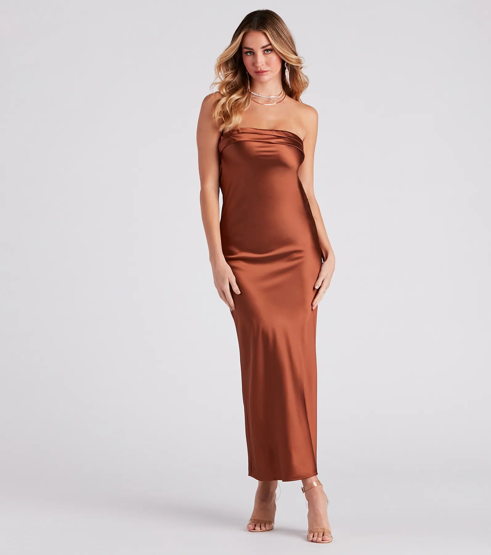 Jaylee Strapless Satin Formal Dress - Image 5