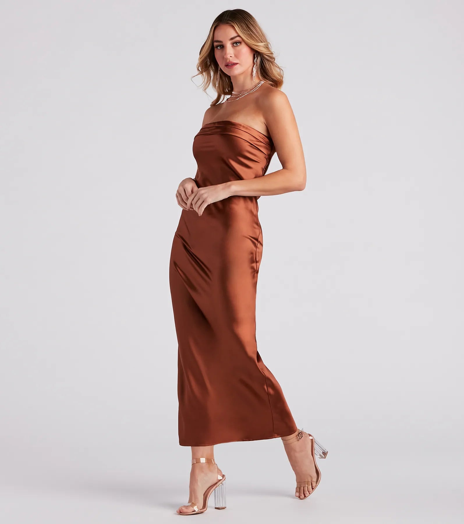 Jaylee Strapless Satin Formal Dress - Image 7
