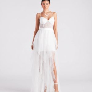 Ashlie Formal Lace Corset Ruffled Dress