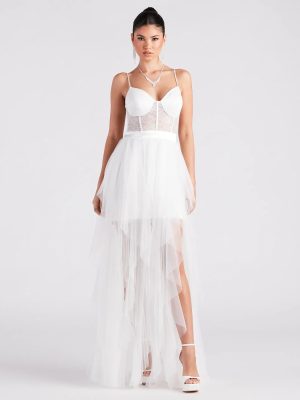 Ashlie Formal Lace Corset Ruffled Dress