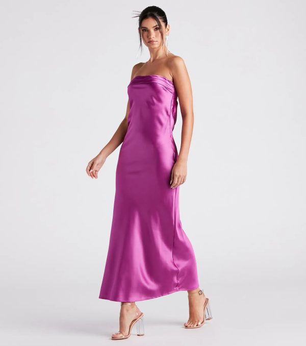 Jaylee Strapless Satin Formal Dress - Image 3