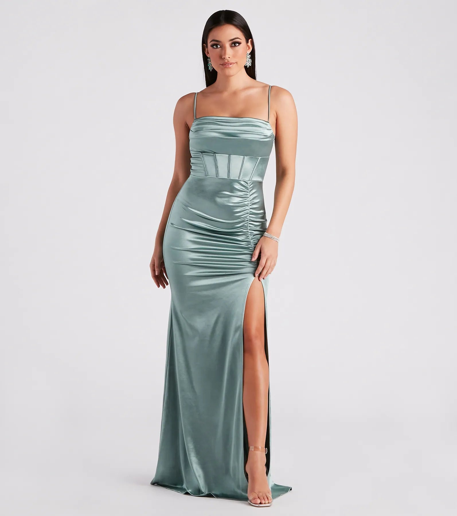 Sandra Formal Satin Corset Mermaid Dress - Image 9