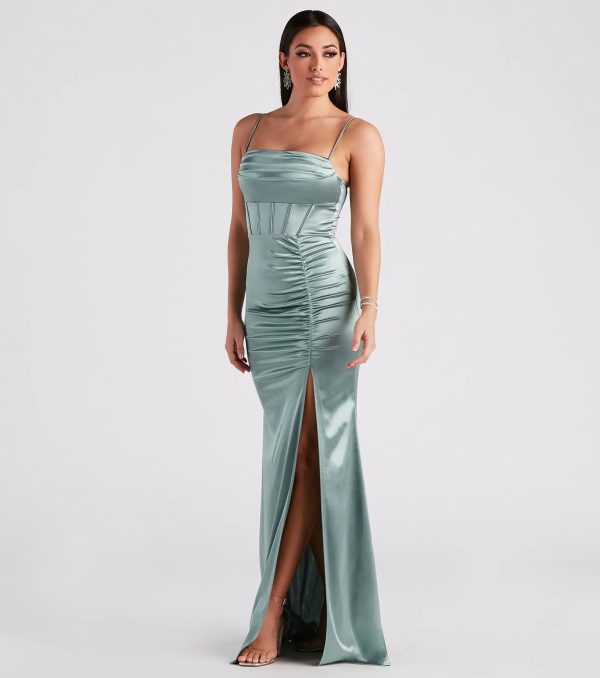 Sandra Formal Satin Corset Mermaid Dress - Image 11