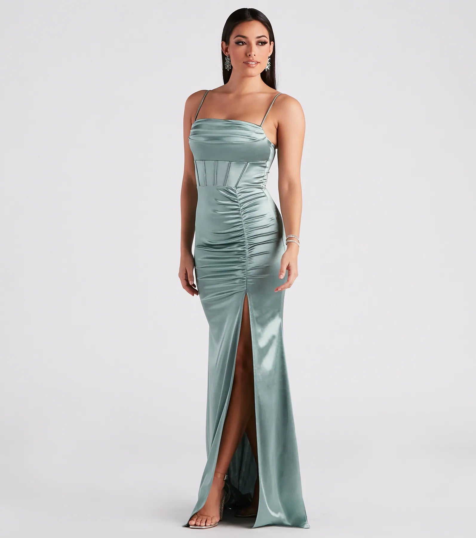 Sandra Formal Satin Corset Mermaid Dress - Image 11