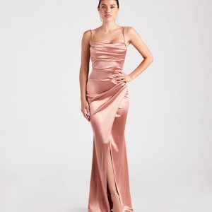 Laurel Formal Satin Tie-Back Mermaid Dress