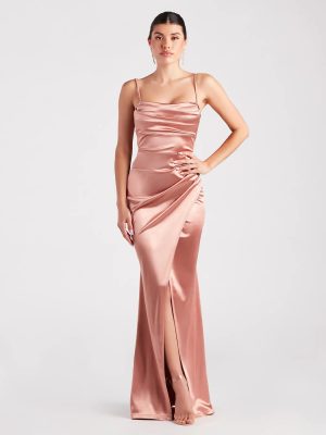 Laurel Formal Satin Tie-Back Mermaid Dress