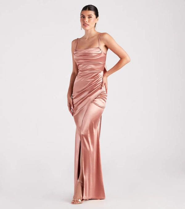 Laurel Formal Satin Tie-Back Mermaid Dress - Image 3