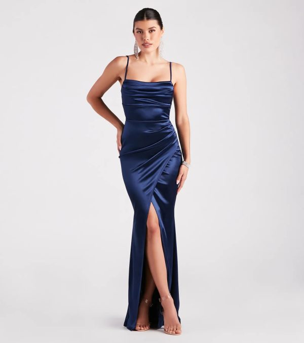 Laurel Formal Satin Tie-Back Mermaid Dress - Image 5