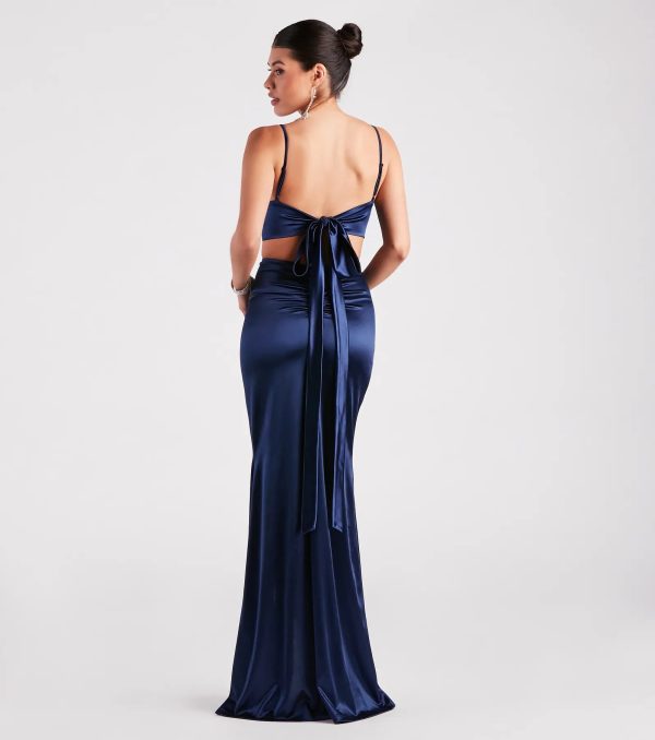 Laurel Formal Satin Tie-Back Mermaid Dress - Image 6
