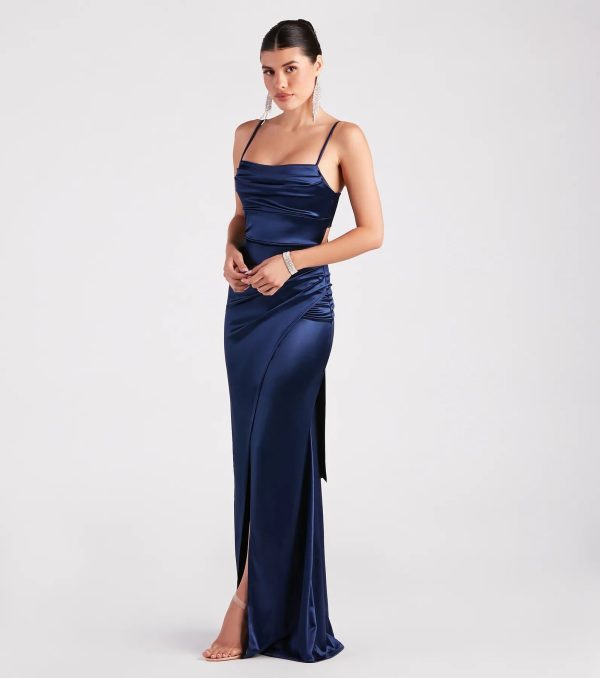 Laurel Formal Satin Tie-Back Mermaid Dress - Image 7
